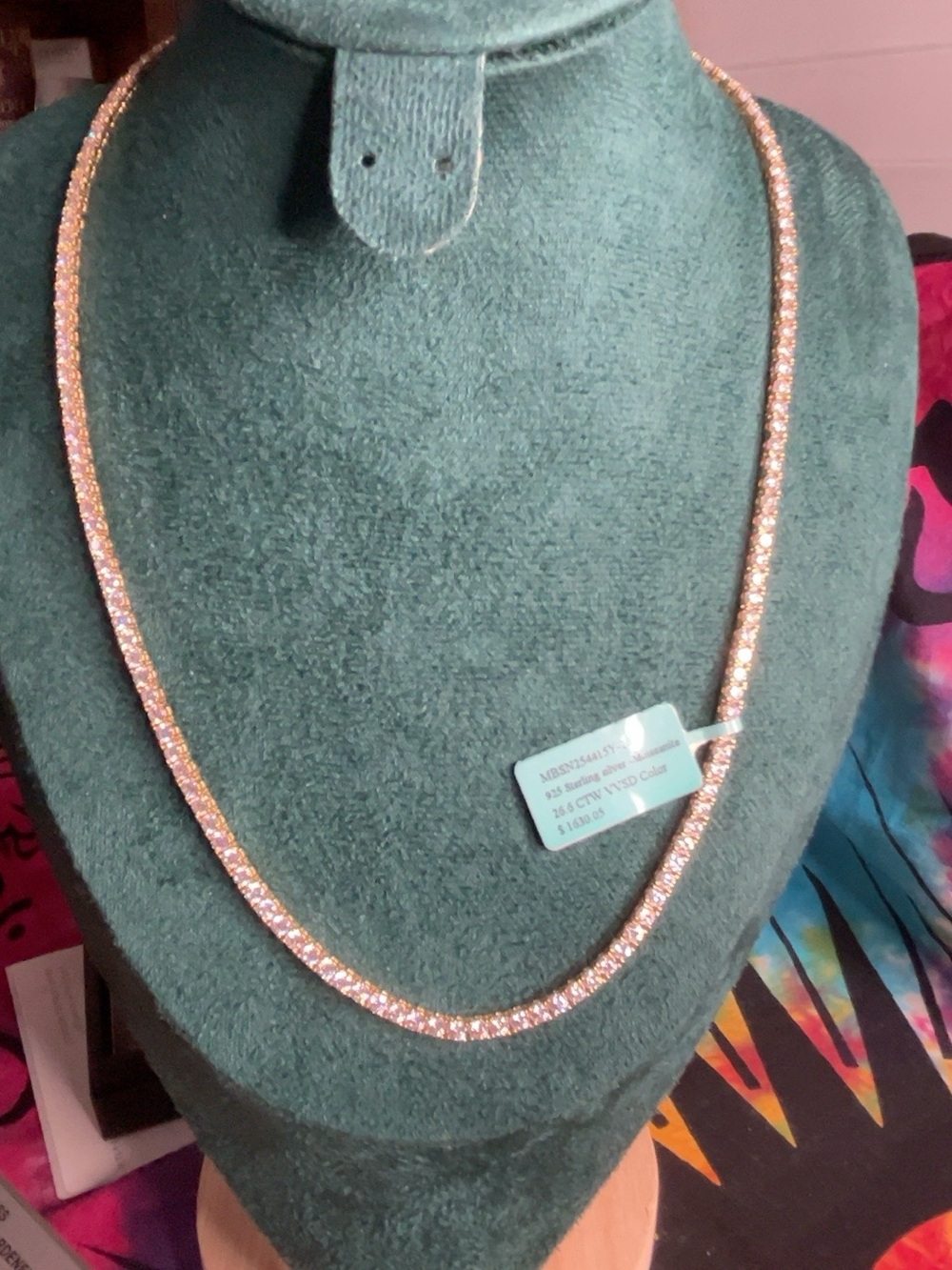 NWT 20” Yellow Gold 925 Sterling Silver 26.6 CTW Moissanite Tennis Necklace VVS